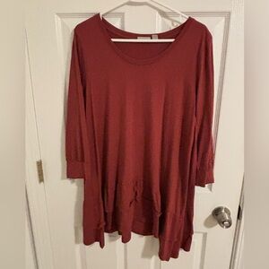 LOGO Women's Scoop Neck Tunic Top - Rust Size Large